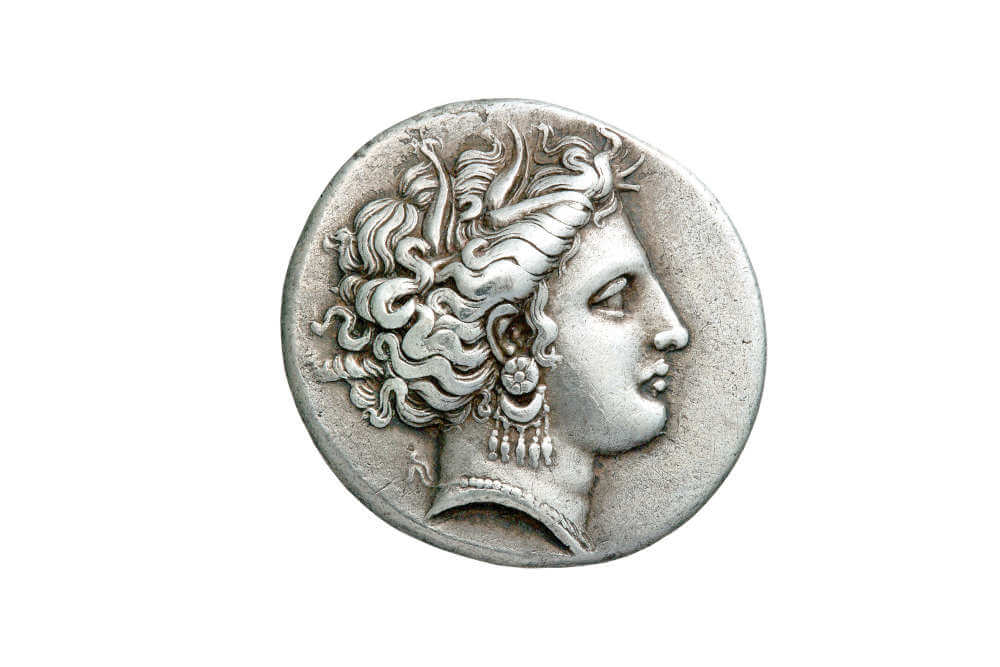 Persephone/Demeter. Silver stater of the Opuntii Lokri, 369 – 338 B.C. Alpha Bank. 4043e.