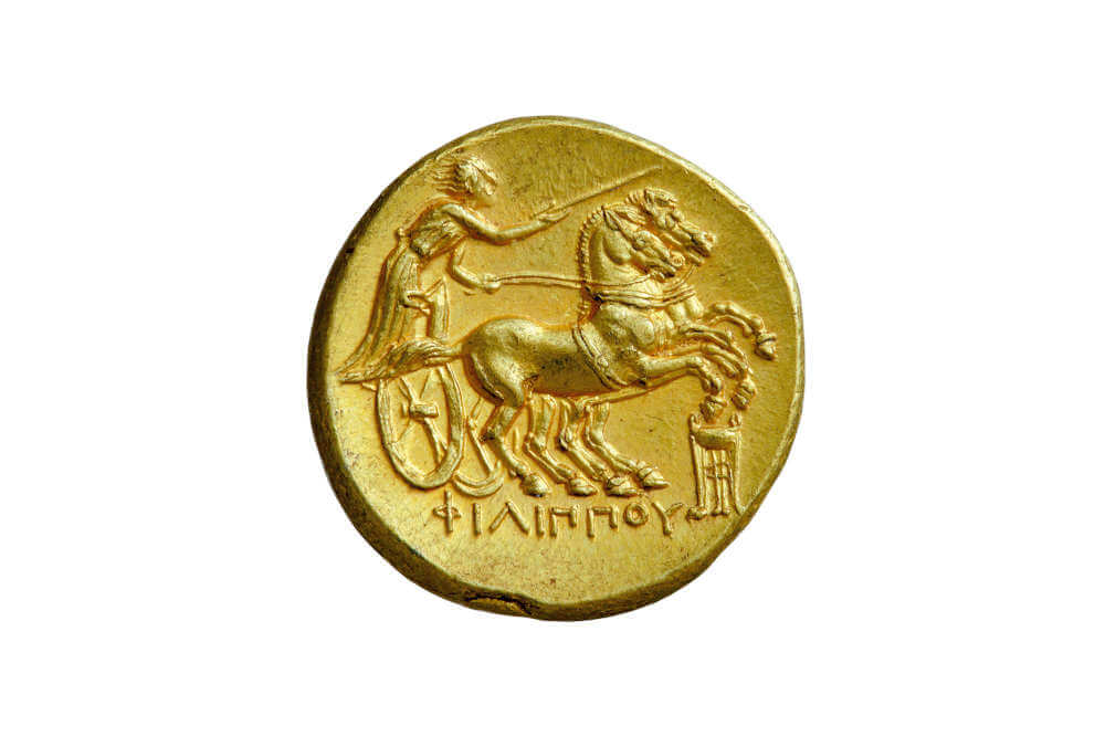 Race chariot of Philip II. Gold stater of Philip II, Macedonia, 325 – 317 BC. Alpha Bank. 9353o.
