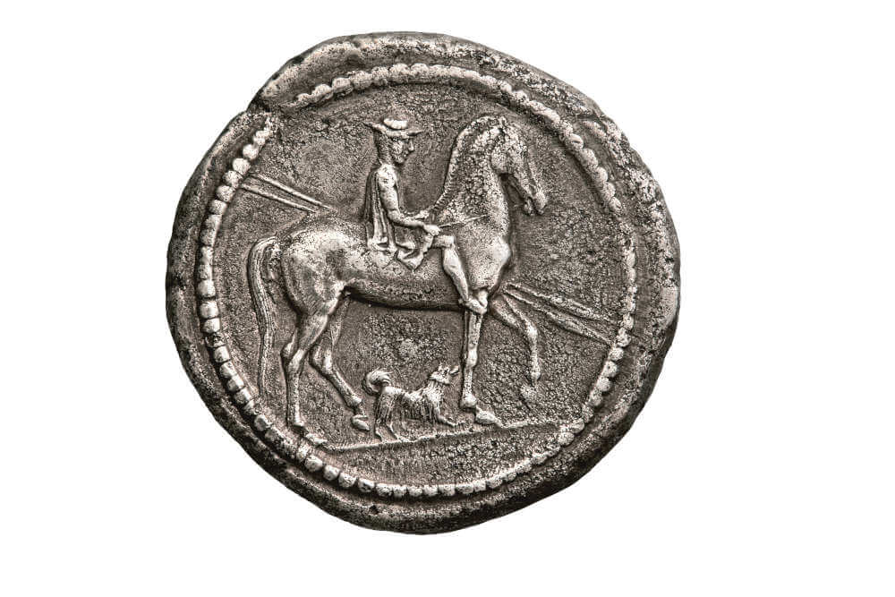 Macedonian hunter. Silver octadrachm of Alexander I, Macedonia, 460 – 450 BC. Alpha Bank. 1218e.