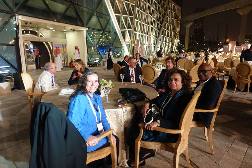 A gala dinner from One Thousand and One Nights. Left to right: Alberto Canto, Juana Schwan, Almudena Ariza, Stefan Heidemann, Cort Grote, Asma Ibrahim and unparalleled Edward Abankwa, the calming influence in the process of preparing the conference. Photo: UK.