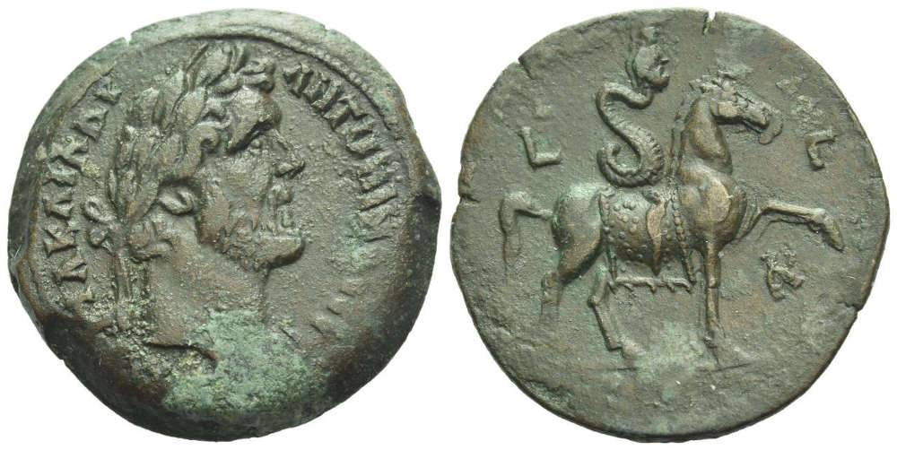 Lot 380: Egypt, Alexandria. Antoninus Pius (138-161). Drachm, circa 159-160 (year 23). An apparently unique variant with horse without bridle. From the Dattari collection. Lovely brown tone and About Extremely Fine/Extremely Fine. Starting Price: £1,200.