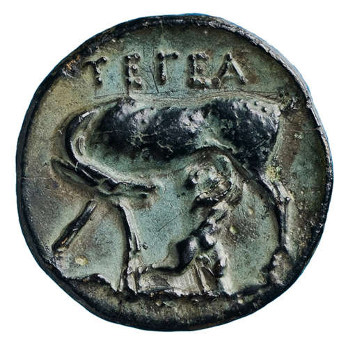 AE coin, Tegea, ca. 250 BC. KIKPE Numismatic Collection. Image: Savvas Avramidis (KIKPE Numismatic Collection, Athens).