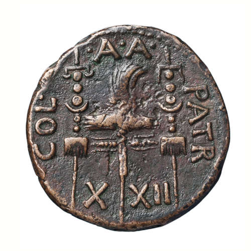 AE coin, Patrae under Claudius (41–54 AD). KIKPE Numismatic Collection. Image: Savvas Avramidis (KIKPE Numismatic Collection, Athens).
