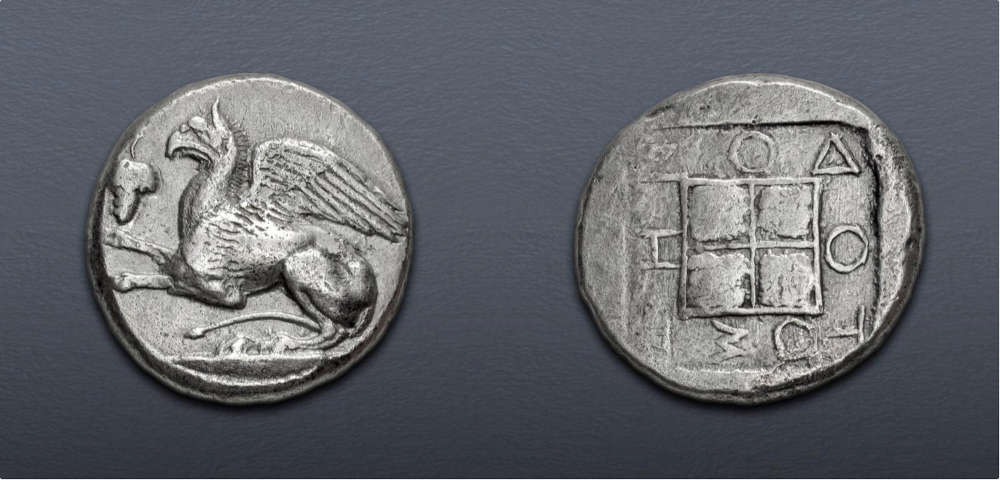 Lot 40: Greek. Thrace, Abdera. Circa 450-425 BC. Tetradrachm. Zenodotos, magistrate. Very Fine. Estimate: $1,500.
