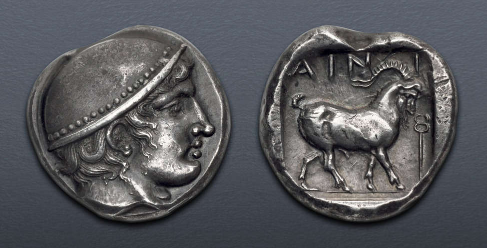 No. 5631925: Greek. Thrace, Ainos. Circa 412/1-410/09 BC. AR Tetradrachm. Beautiful deep cabinet tone, a hint of die wear, old scrape on reverse. Superb Extremely Fine. Perfectly centered. Ex Jameson and Prince Chachowsky Collections. Price: $46,500.