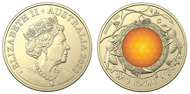 Best Circulating Coin – Australia: 2 Dollar, AlBr. Honey Bee.