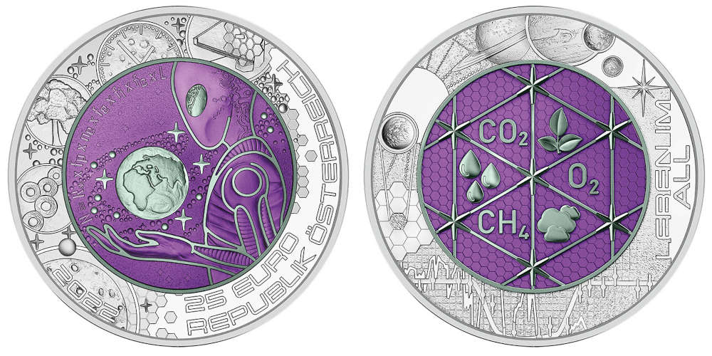 Best Bi-Metallic Coin – Austria: 25 Euro, Silver-Niobium. Extraterrestrial Life.