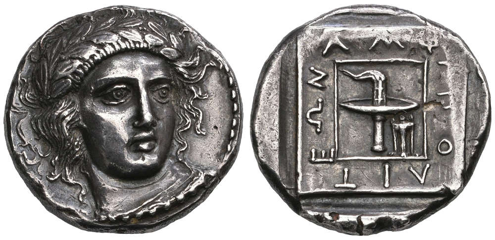 Lot 236: Macedonia, Amphipolis. Tetradrachm, c. 362/61 BC. Toned, struck in high relief, extremely fine and of superb style, very rare. Provenance: Saloniki hoard, 1859; Bompois collection; Marc collection; de Nanteuil collection. Estimate: £250,000.