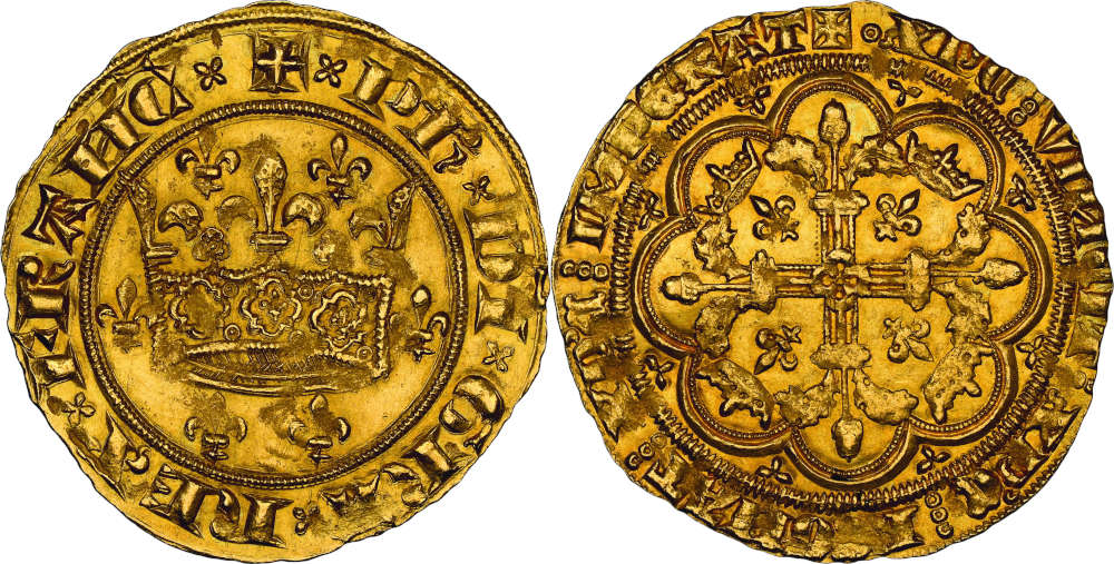 Lot 209: France. Philip VI, 1328-1350. Couronne d’or, undated (29 January 1340). NGC MS63. Estimate: 45,000 euros.
