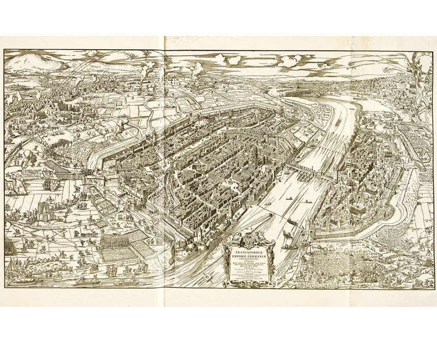Siege plan of the city of Frankfurt based on the original by Conrad Faber von Creuznach, 1552.