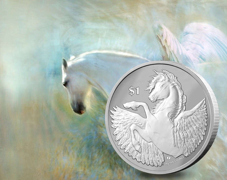 Even 2,500 years ago, the story of Pegasus fascinated people so much that they depicted him on coins. Background: Dorota Kudyba via Pixabay.