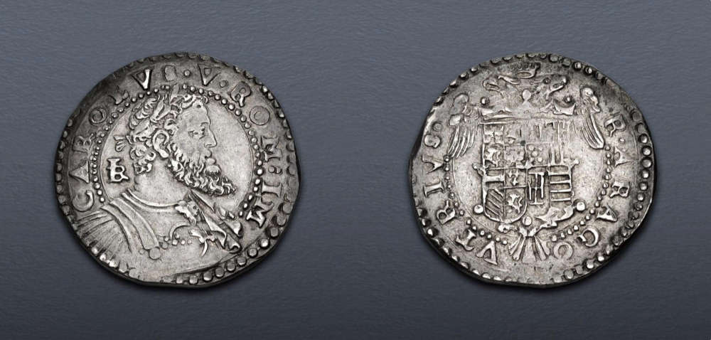 Lot 830: Italy, Napoli (Kingdom). Carlo I di Spagna (Carlo V, Sacro Romano Impero). 1516-1554. Mezzo ducato, 1548-1554. Very Fine. Estimate: $200.