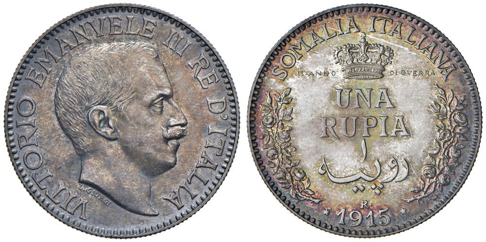 Lot 94. Vittorio Emanuele III Somalia (1909-1925) Rupia 1915. Starting price: 30.000 EUR.