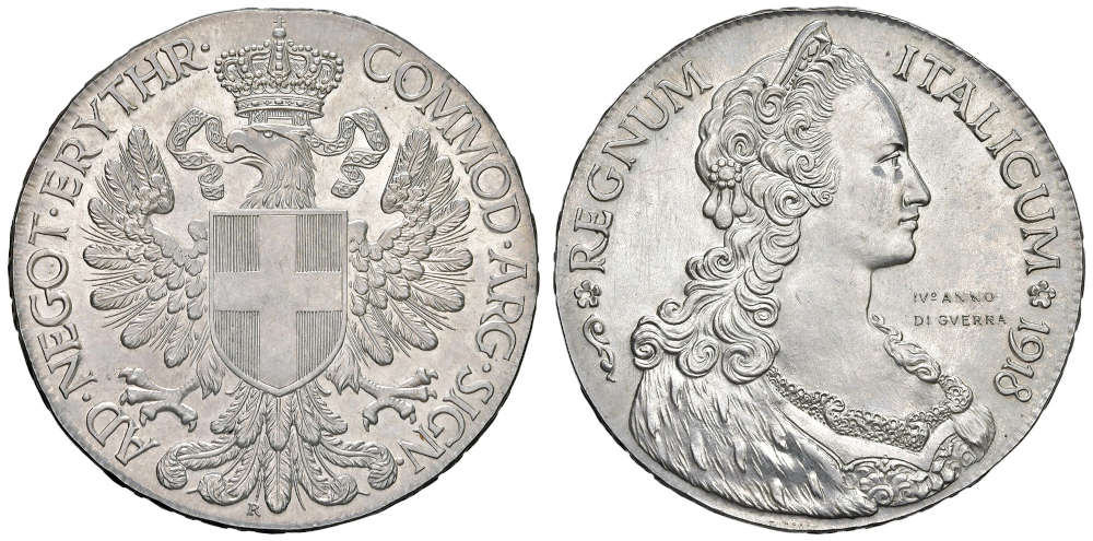 Lot 127. Vittorio Emanuele III Eritrea (1900-1943) Tallero 1918. Starting price: 30.000 EUR.