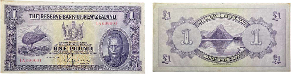 New Zealand. £1, 1934. Image: Joshua Lee.
