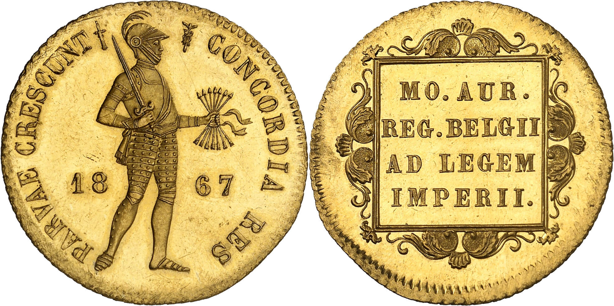 No. 3465. Netherlands. William III, 1849-1890. 2 ducats, 1867, Utrecht. Only 8 specimens are known of. Purchased in 1985 from Jacques Schulman. Estimate: 40,000 euros. Hammer price: 200,000 euros.