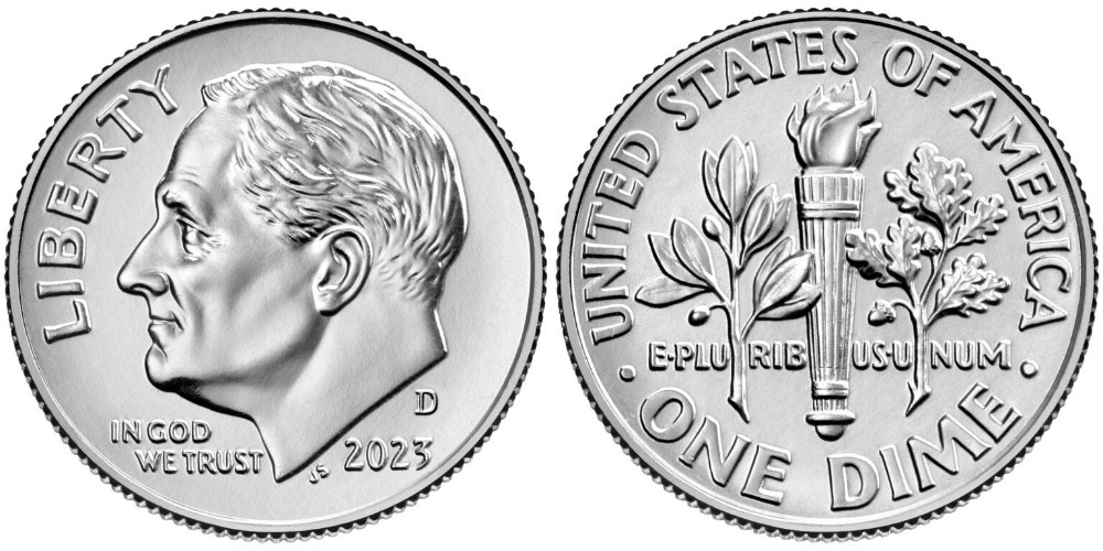 There is barely another US coin that has had the same motif for as long as the dime. Since 1946, the coin has featured US President Franklin D. Roosevelt, who had died one year earlier. Photo: US Mint.
