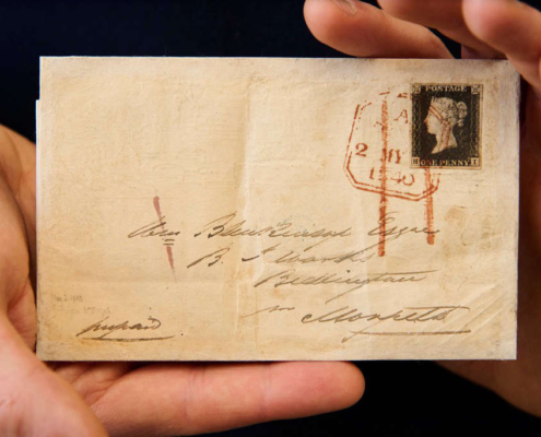 Sotheby’s, The One (2nd February 2024), lot 8: The 2nd May 1840 Penny Black Cover. Estimate: $1,500,000 – $2,500,000.