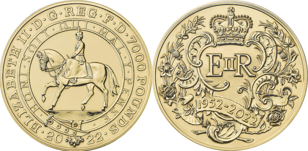 Lot 52255: Great Britain. Gold 7 Kilogram Platinum Jubilee Commemorative (7000 Pounds), 2022. Llantrisant Mint “The Royal Mint”. Elizabeth II. GEM PROOF. Result: $660,000.