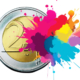 Colouring on 2-euro coins – still an absolute exception today. Collage: Canva.