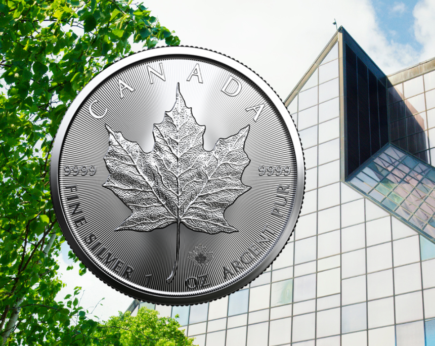 A global trend: Sharp decline in the bullion business also at the Royal Canadian Mint. (Photo: Background by powerofforever / Canva Pro, coin photo by Royal Canadian Mint