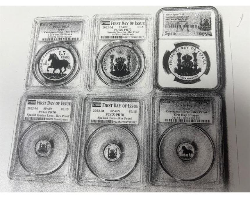 Some of the stolen coins. Image provided by The Numismatic Crime Information Center.