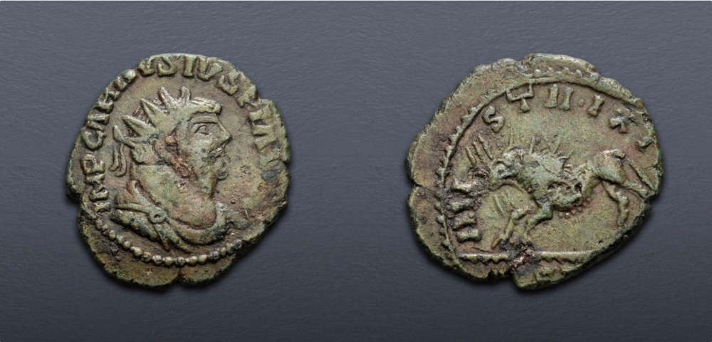 Lot 555: Roman Imperial. Carausius. Romano-British Emperor, AD 286-293. Antoninianus. ‘RSR’ mint. Very fine. Estimate: $300.