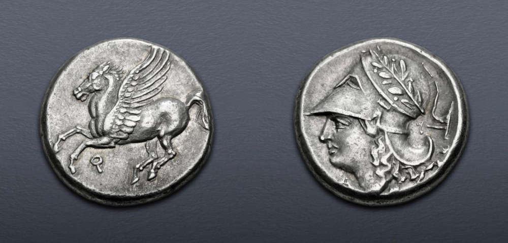 Lot 99: Greek. Corinthia, Corinth. Circa 350/45-285 BC. AR Stater. Near Extremely Fine. Estimate: $750.